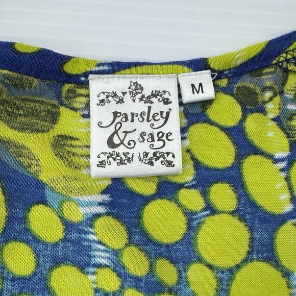 Parsley & Sage Dress Womens Medium Multicolor Bubble Print Art Boho Short Sleeve - Picture 2 of 9